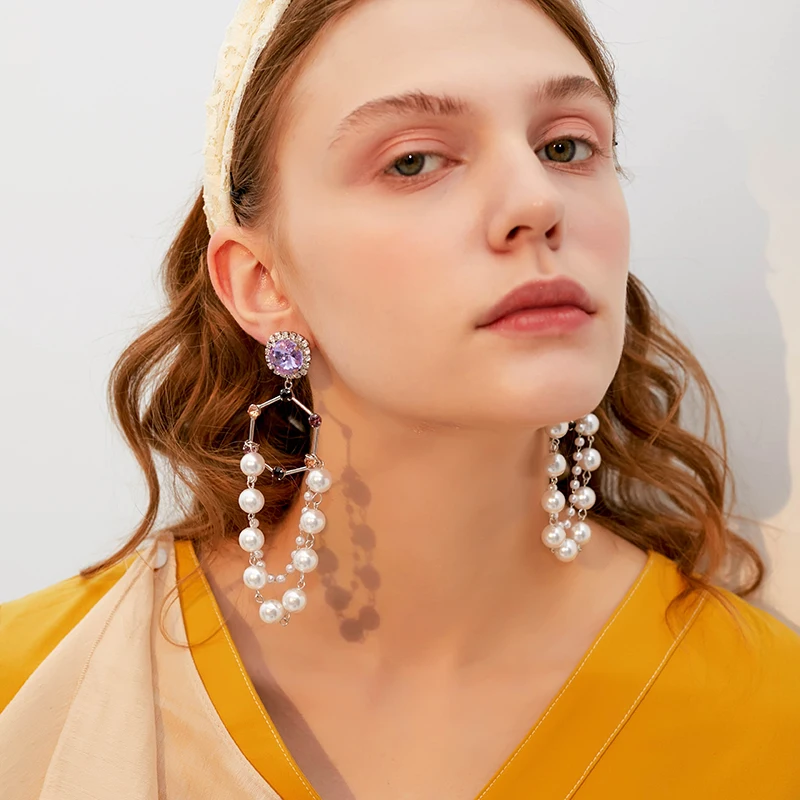 Темперамент Фея светло-фиолетовые серьги Личность простые длинные | Украшения и