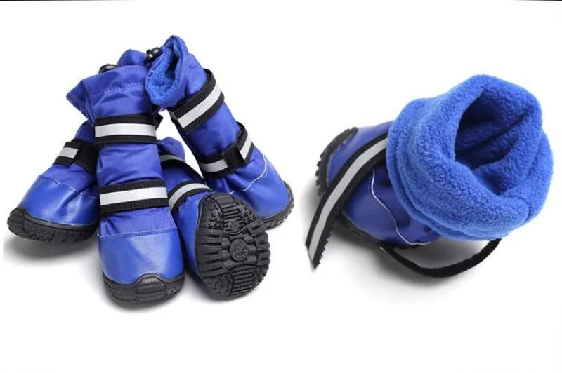 PUPISHE Luxury Blue Pet Dog Shoes Anti-slip High-top Puppy Boots for Small Large-size Breeds