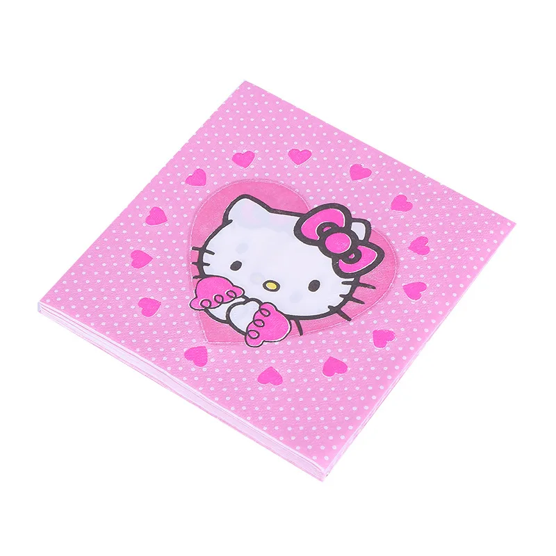 20 шт./лот hello kitty тема одноразовые салфетки дети счастливые посуда для вечеринки в