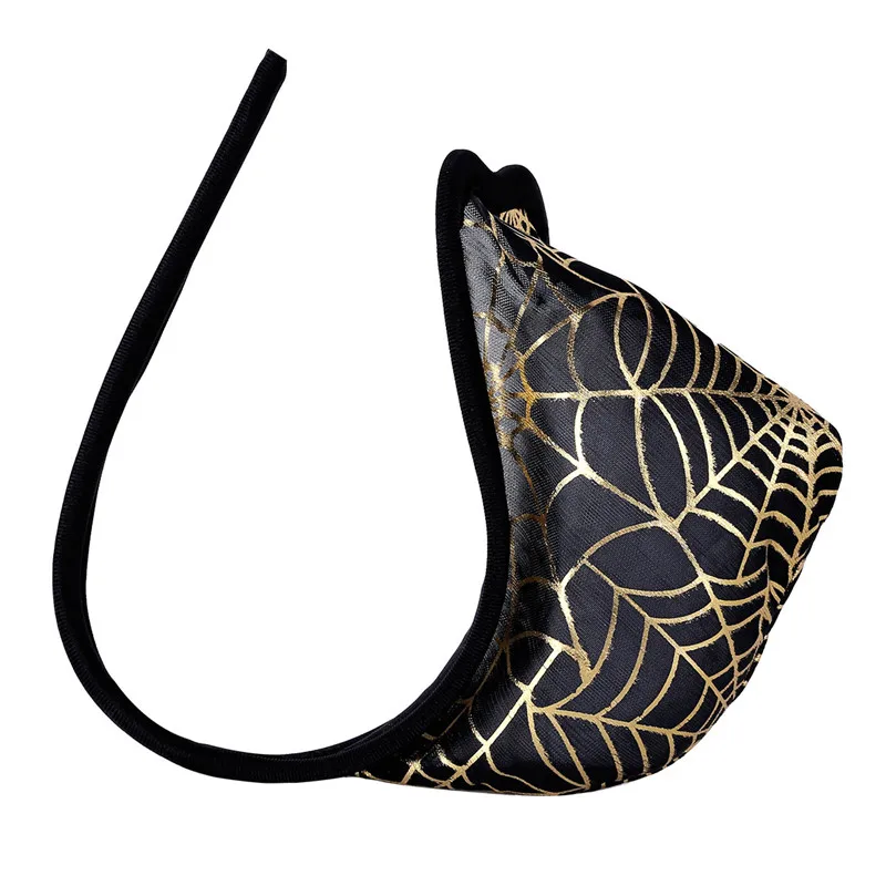 TiaoBug мужское нижнее белье с золотым рисунком паутины прозрачное C String сексуальное