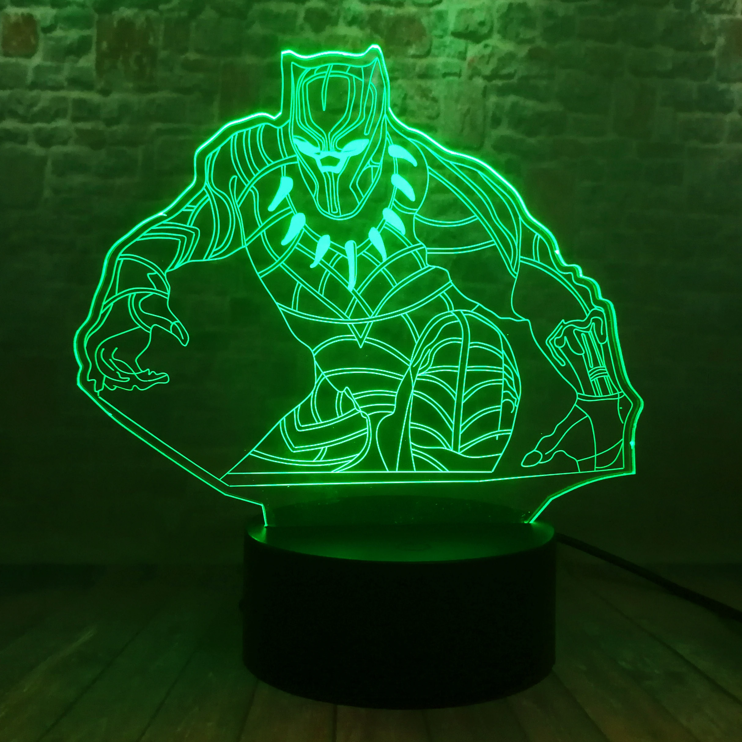 Мстители конец игры Черная пантера фигуры 3D иллюзия Ночной светильник
