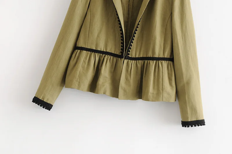 Женские элегантные кисточки лоскутное пальто куртки с длинным рукавом army green