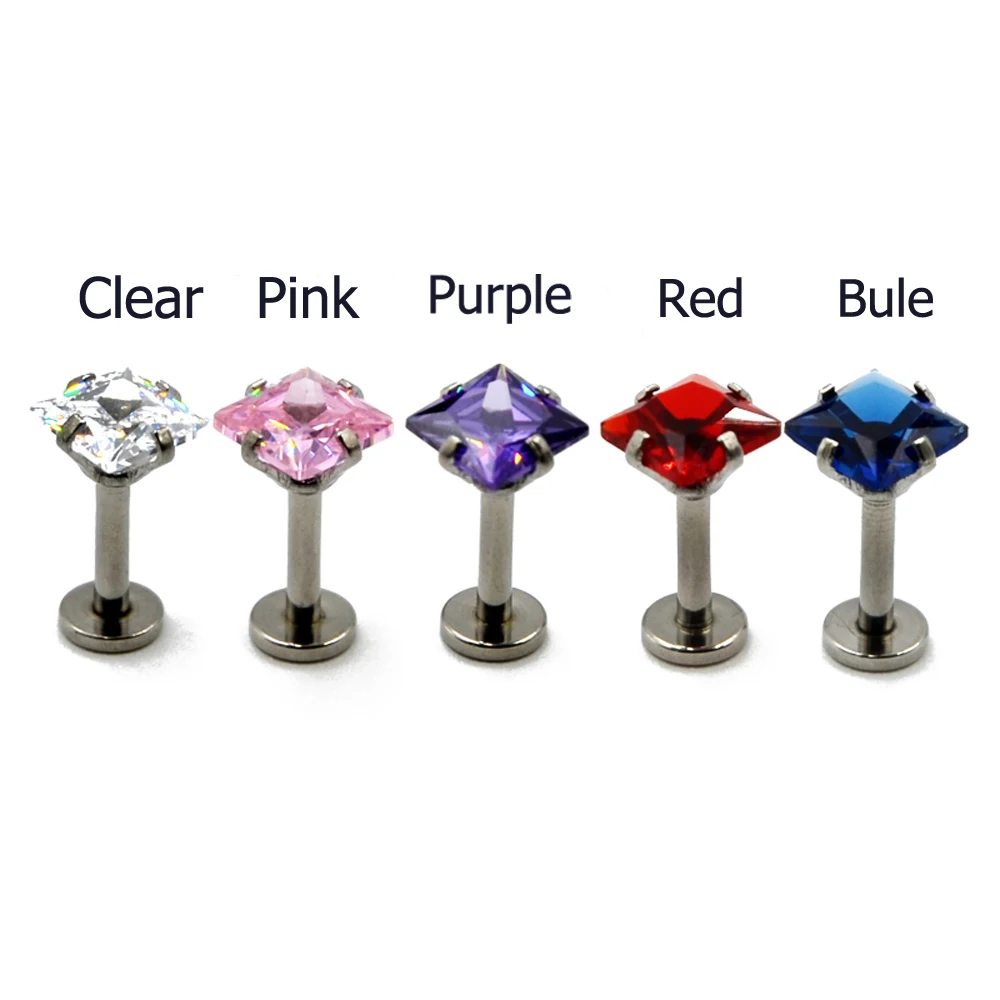 Showlove 100pcs смешанные 5 цветов хирургическая сталь CZ Циркон серьги Козелок