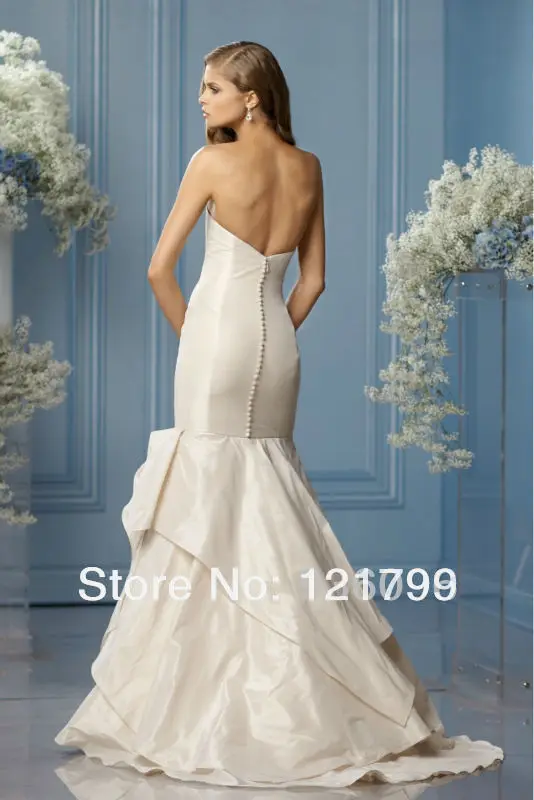 Custom Made Mermaid Tail Pleat Wedding Dresses Sweetheart Taffeta Zipper Bridal Gowns 2014 New Arrival Free Shipping zj120 | Свадьбы и