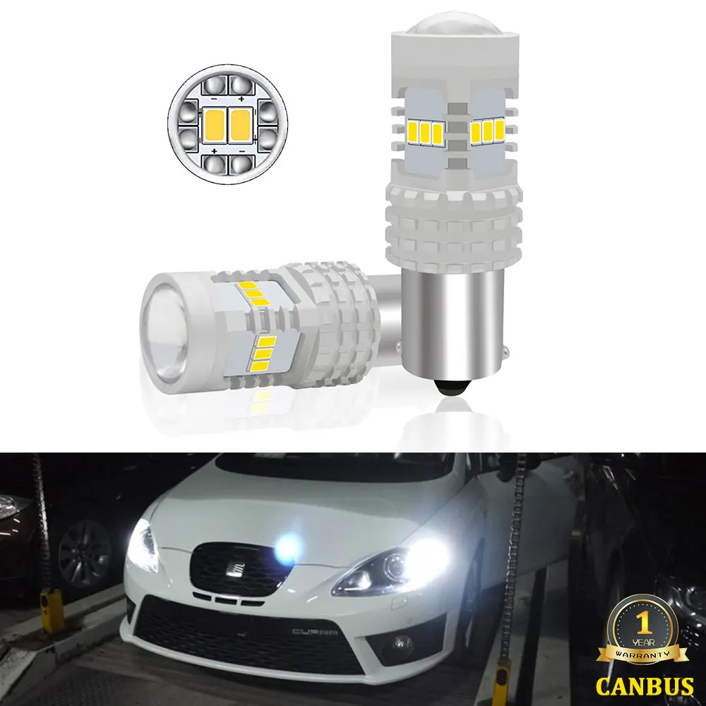 Canbus error free Комплект из 2 предметов белая 1156 P21W Светодиодный лампа для seat Leon 3 MK3 Alhambra