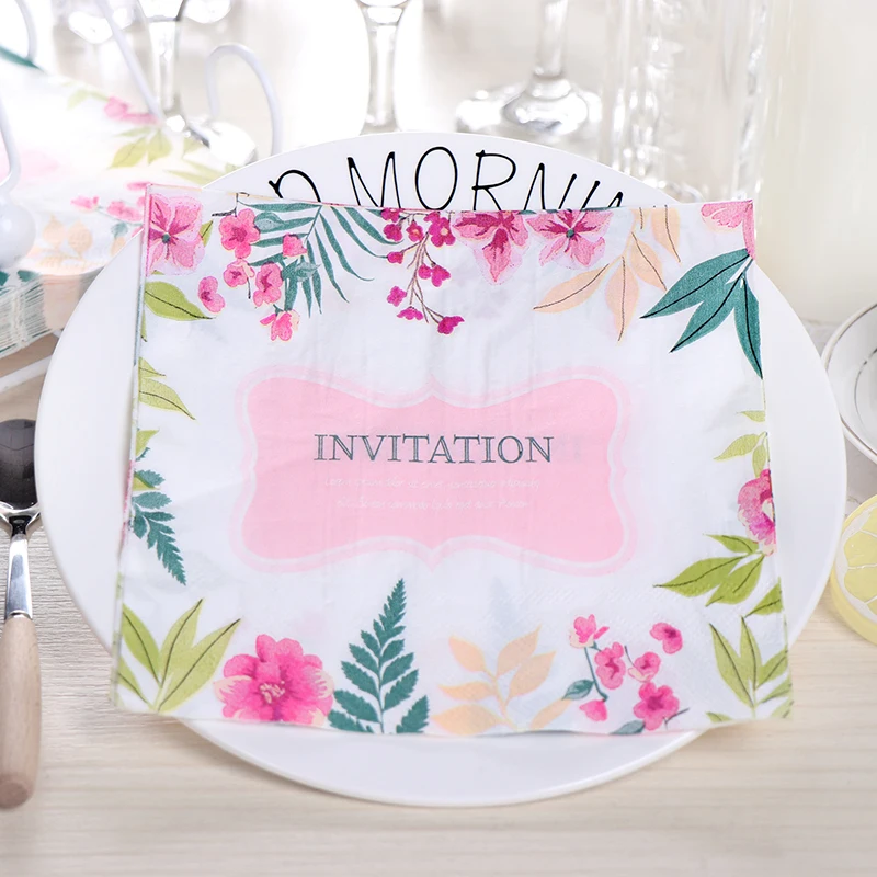 Свежие цветы живопись дизайнерские бумажные салфетки кафе и вечерние украшение