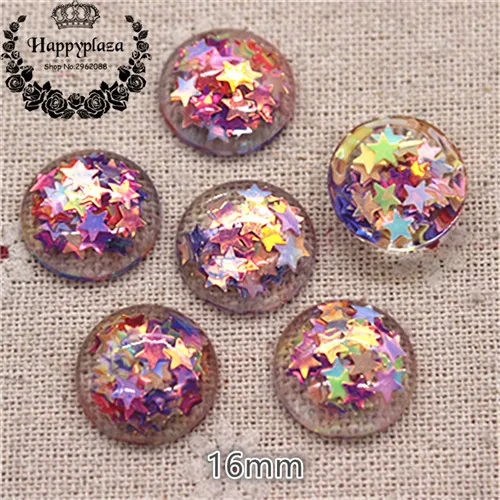 round 20pcs 20 шт. милые блестящие звезды блестки заполнены смолы прозрачный Круглый/звезда/квадратный/Овальный/Сердце Flatback Кабошон DIY волос Лук Центр деко - Цвет: round 20pcs