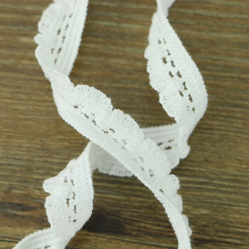 5 ярдов/много вязаных хлопковых эластичных кружевных лент бежевого белого цвета