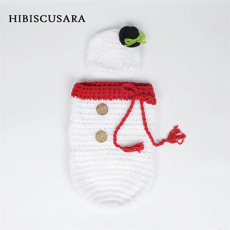 Newborn Baby Crochet Knitted Photography Wrap Christmas Bebe Santa Elk Sleeping Bag + Hat Xmas Costumes Photo Props Accessories