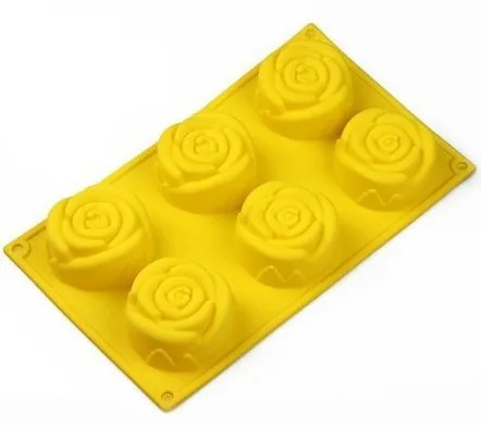 Силиконовая 3D форма для выпечки торта 6 отверстий в виде розы на День святого