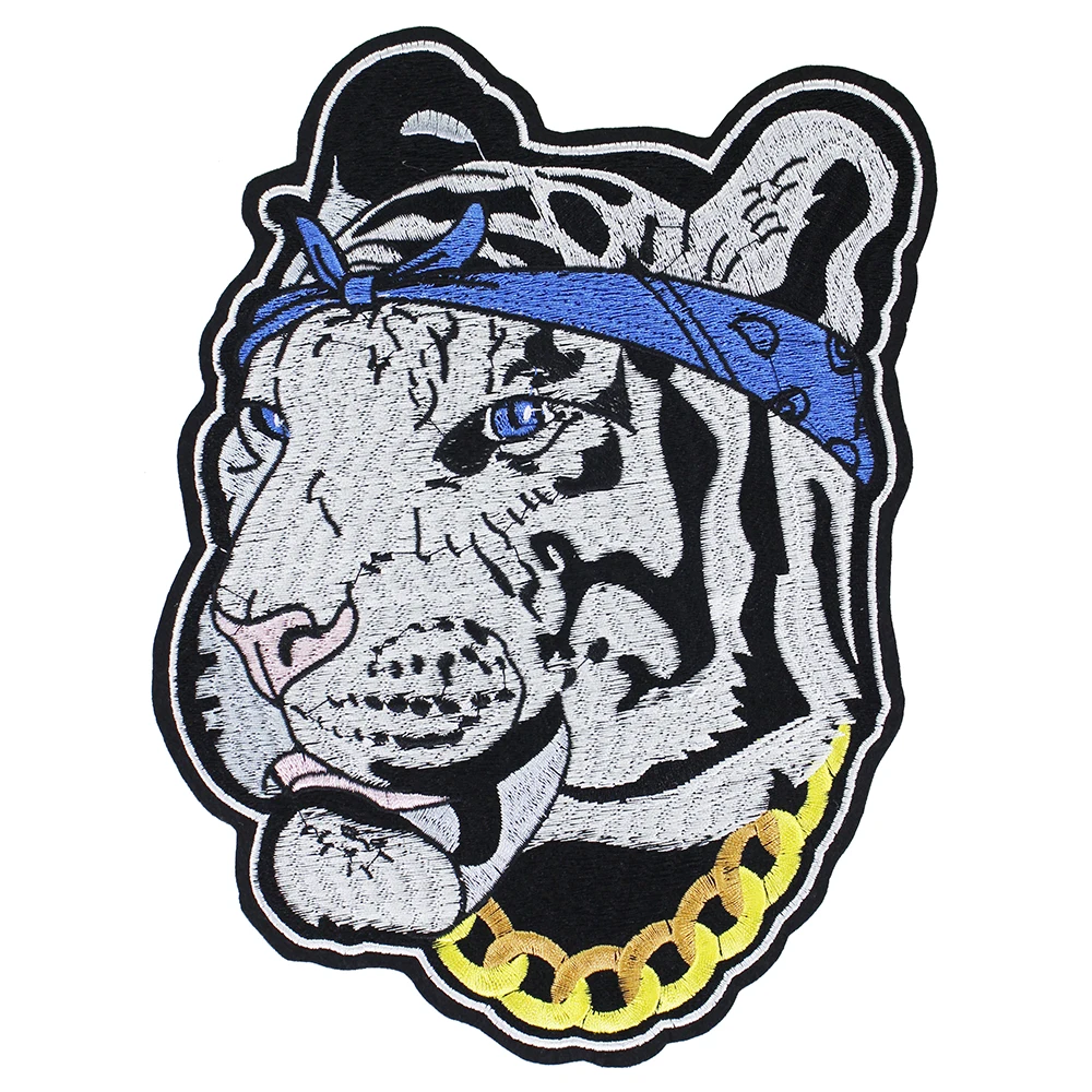 

10pieces Tiger Iron on Fabric Patches Embroidered Applique Back Jacket Badges for Clothes Decorated Sewing Supplies TH1242