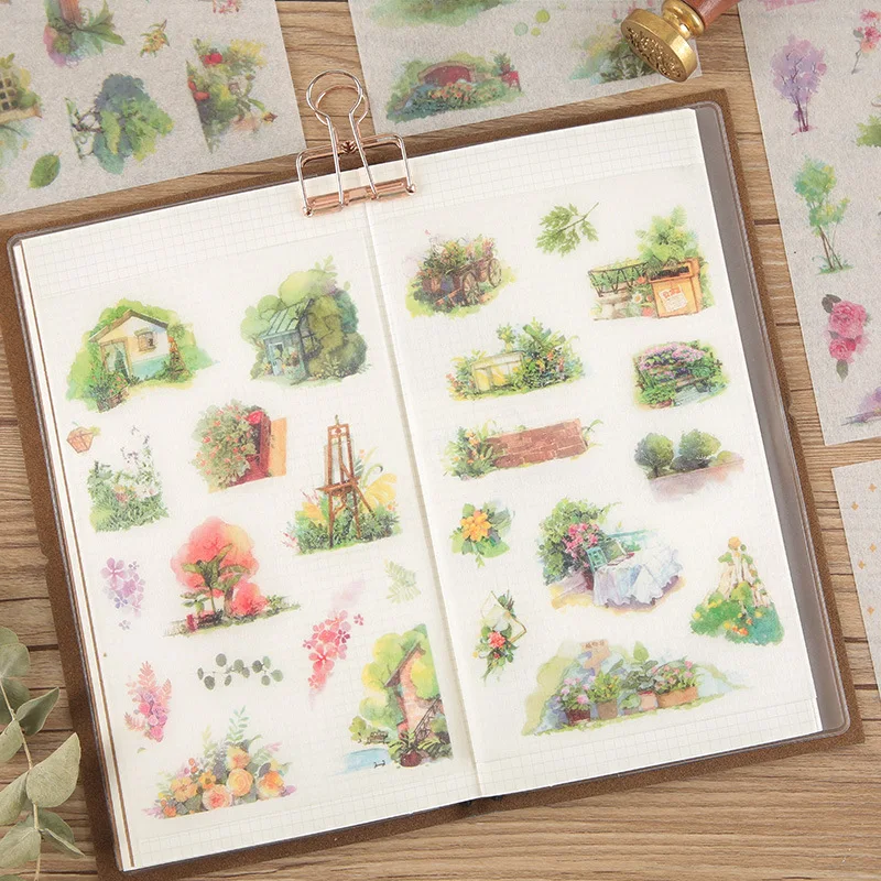 6 шт./упак. зеленая садовая бумага Набор наклеек Kawaii Канцтовары DIY Скрапбукинг