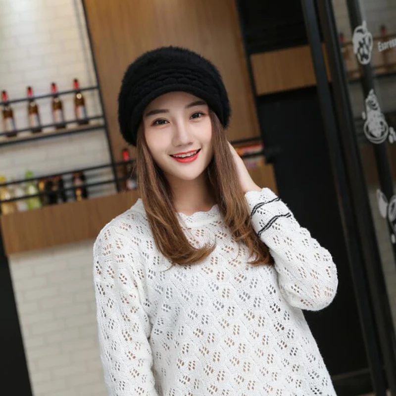 2017 брендовая Новая повседневная Высококачественная шапка с кроликом для женщин