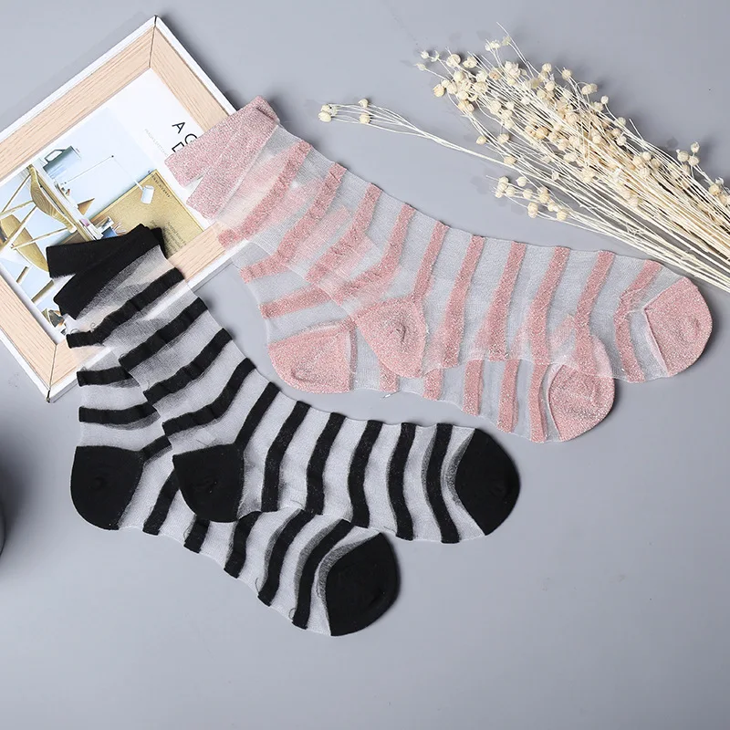 Новые женские носки в стиле Харадзюку дышащие прозрачные сетчатые Нейлоновые - Фото №1