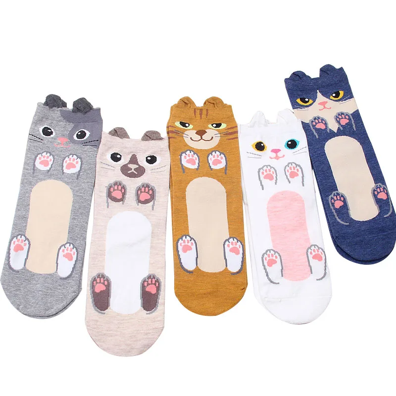 

6pairs Women Short Socks Japanese Style Cute Cartoon Cat Animals Girls Funny Sock Meias Sox Deodorant Cotton Female Ladies Socks