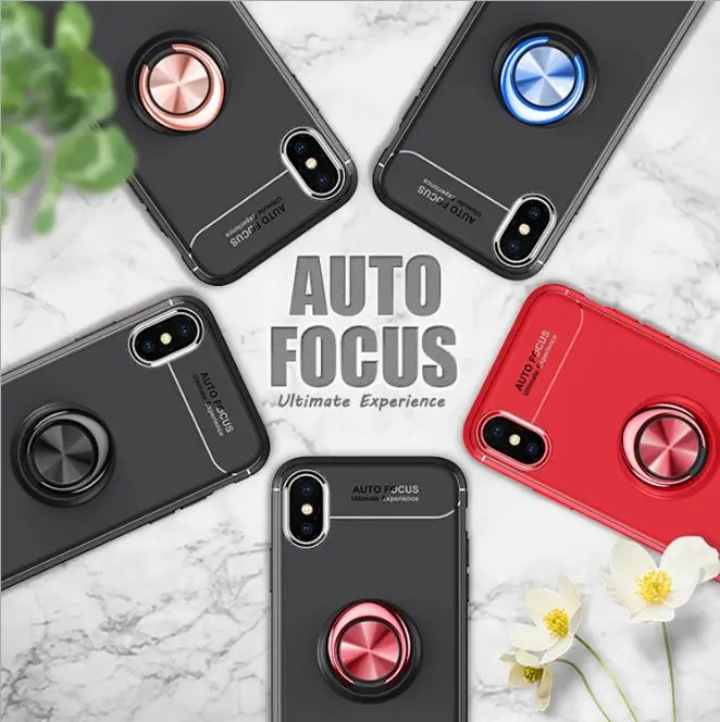 

10pcs Case for iPhone X XS Max XR 8 7 6 6S Plus 5 5S SE Soft TPU Hybrid Back Cover Car Magnetic Finger Ring Ultra Anti-knock