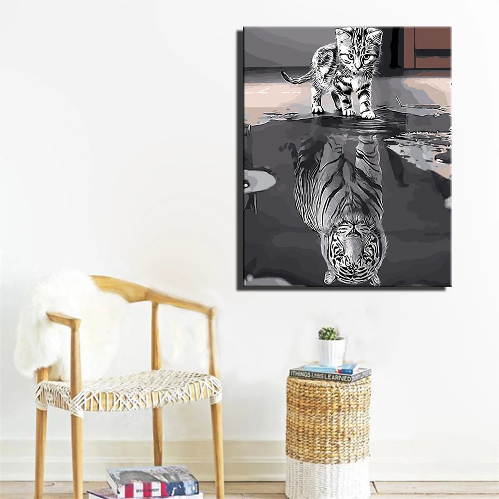 Настенные плакаты с изображением тигра и кота современные абстрактные картины
