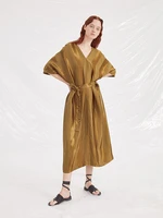 irinay173 2019 ss collection v neck belted short sleeves oversized long women dress summer