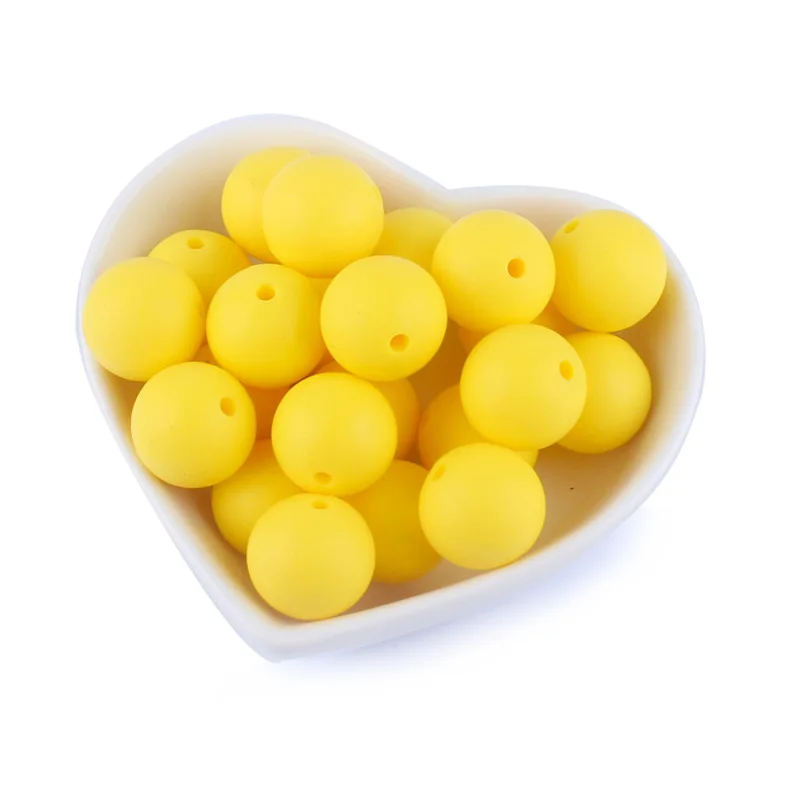 

XCQGH 50PCS New Creative Food Grade Teether Bite 15mm Beads Baby Silicone Necklace Pacifier Chain Loose Beads