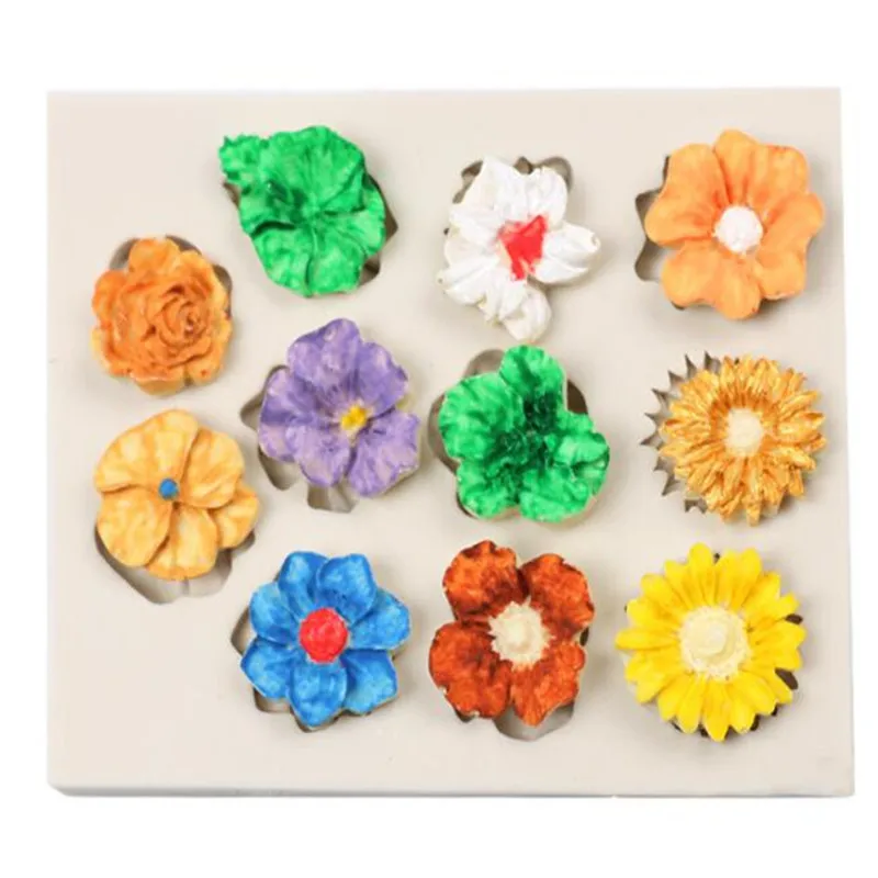 1PC DIY 3D 11Flowers Head Silicone Fondant Mold Baking Forms Soap Sugarcraft Cake Decoration Tools chocolate mould | Дом и сад