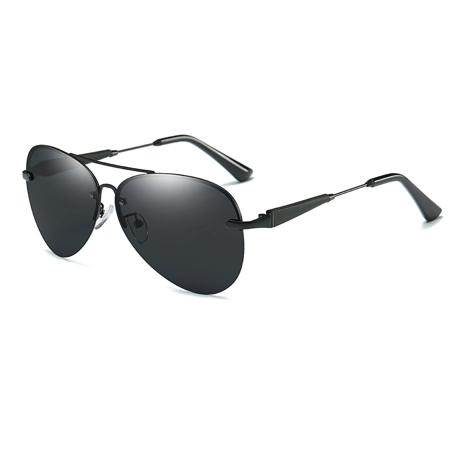 black grey ELITERA фирменный дизайн ретро овальные поляризованные солнцезащитные очки мужские очки для вождения мужские солнцезащитные очки без оправы - Цвет линз: black grey