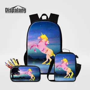 dispalang cartoon backpack set women cooler bag unicorn backpack large school bags for teenagers girls boys travel bags free global shipping