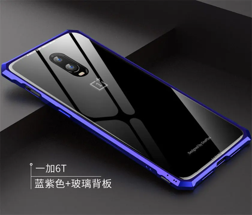 Чехол для Oneplus 6 t One Plus 6 t, Роскошный металлический бампер, прозрачная задняя крышка из закаленного стекла для Oneplus 6T 1+ 6 t Capa