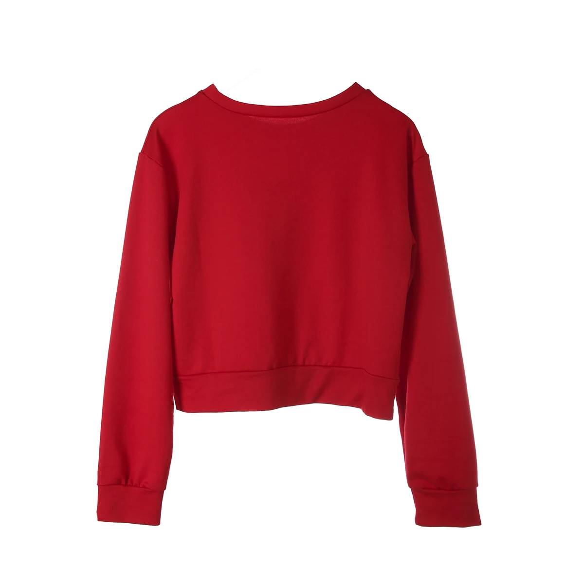 Модный Красный свитшот женские повседневные свободные топы с длинным рукавом