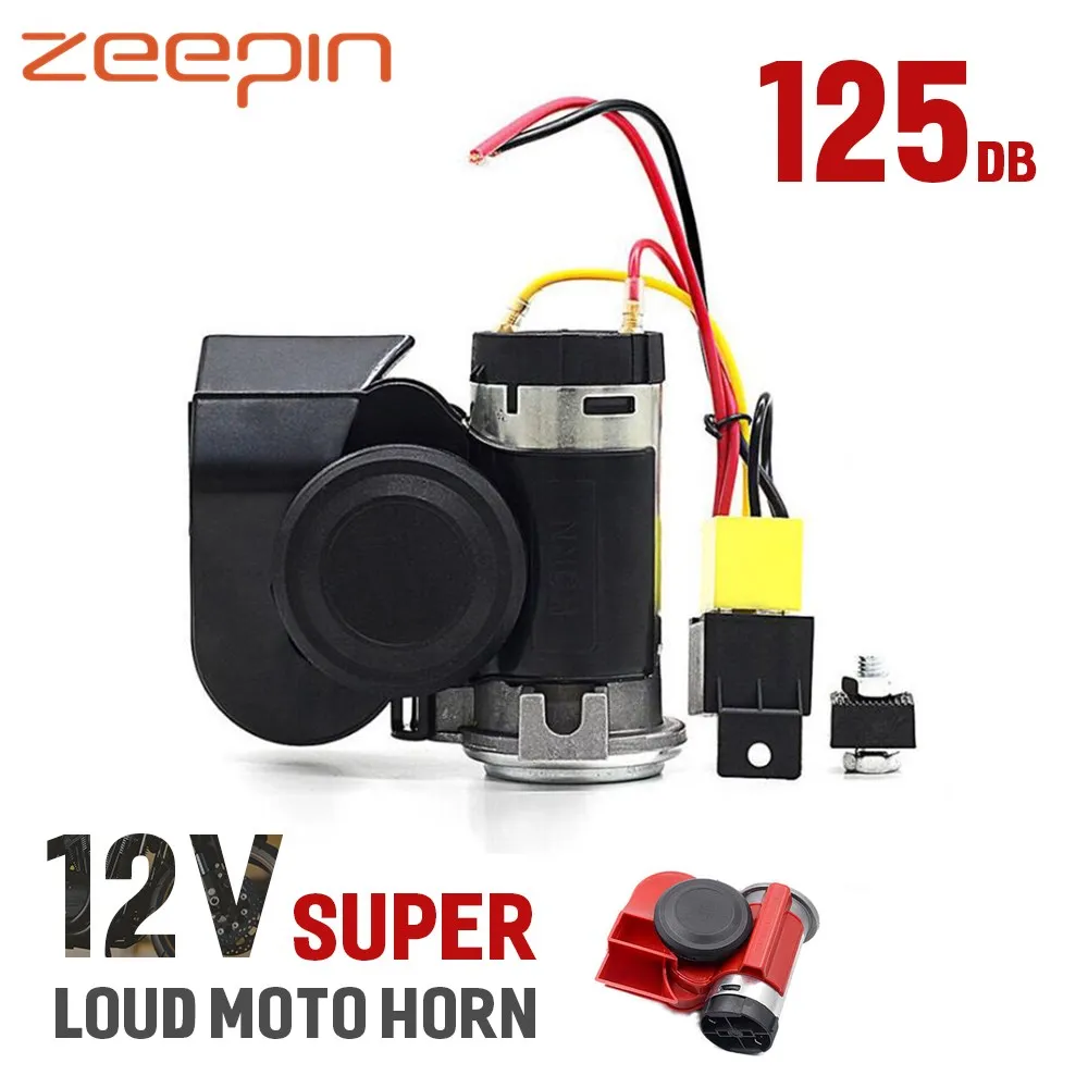 12V 125DB автомобильный гудок супер громкий звуковой сигнал 180W Claxon Moto грузовик Рог Двухтональные Электрический насос черный, красный