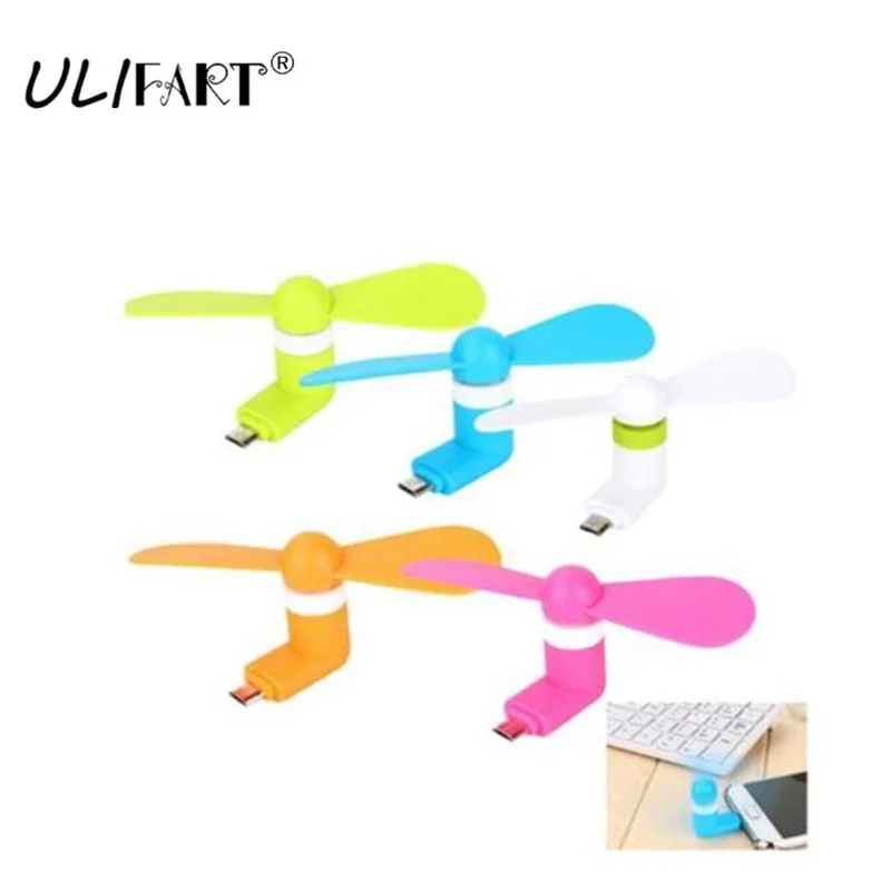 

ULIFART DHL 100pcs/lot Portable Mini Micro USB Mobile Phone Fan For Samsung XIAOMI