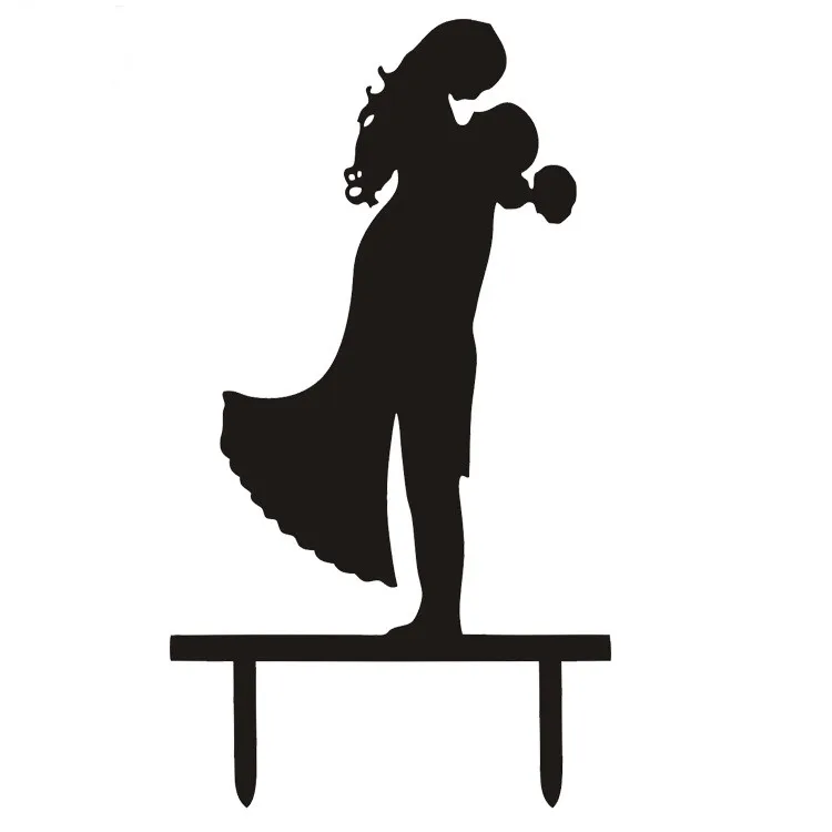 Одноступенчатые черно белые акриловые флажки для торта свадьбы помолвки юбилея