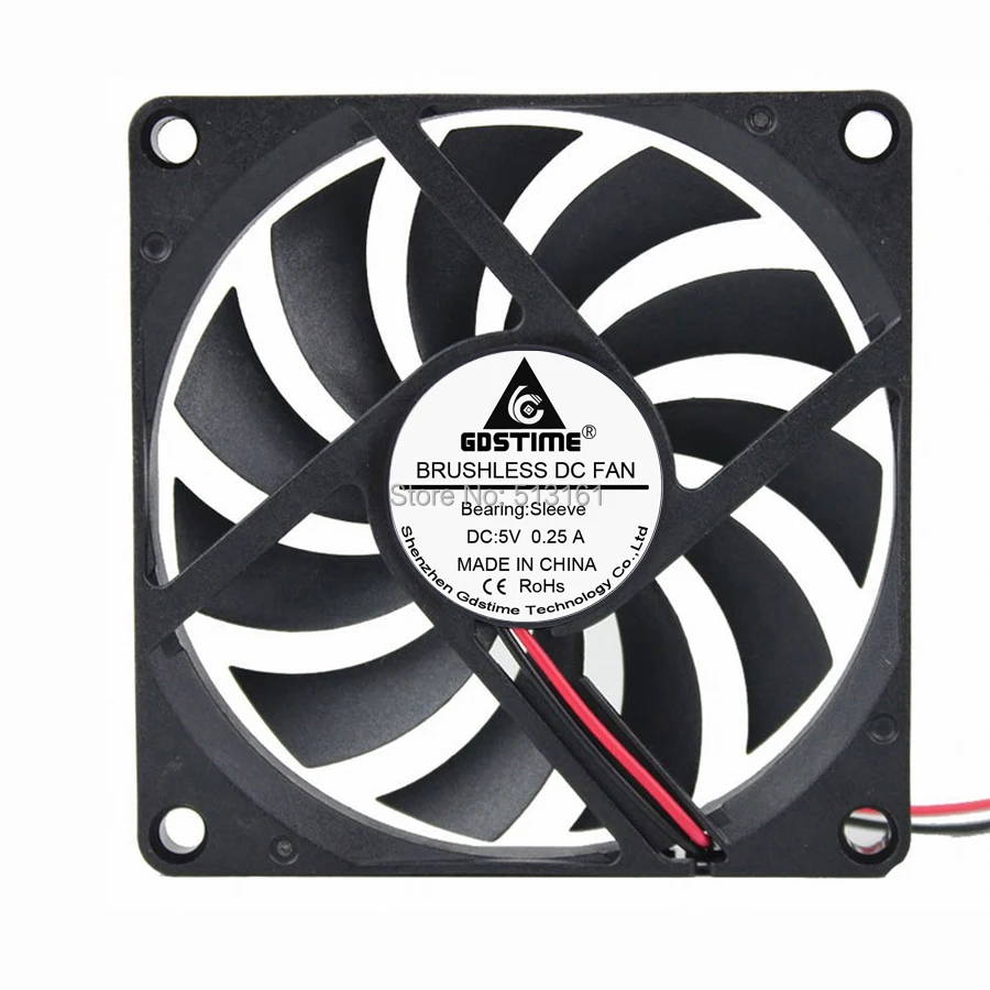 10 шт./лот Gdstime DC 8010 8 см 5 В 2 P 80x80x10 мм Осевая охлаждения радиатора 80 мм вентилятор