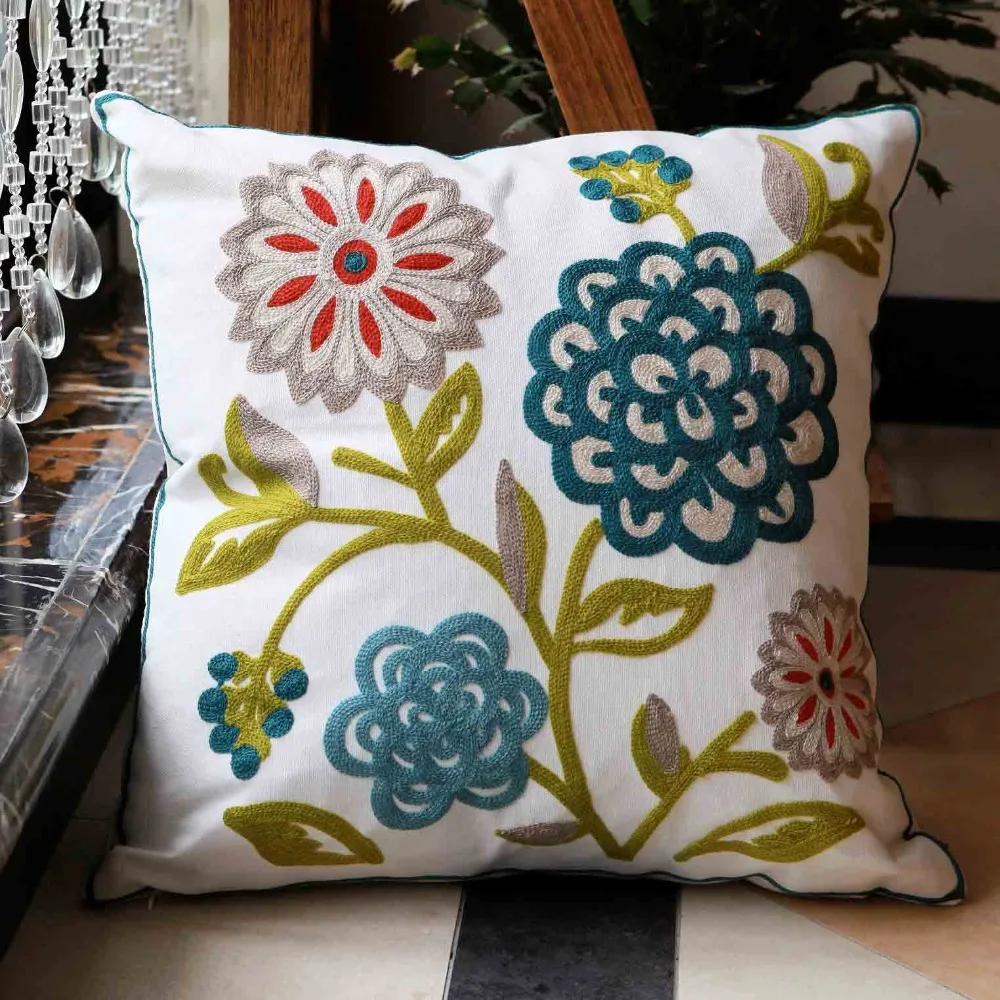 Цветы хлопка ручной вышивкой диван Чехлы Декоративные отеля шоу наволочка