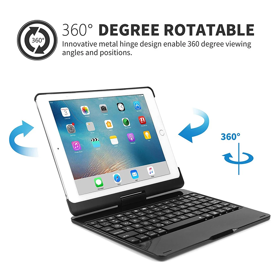 Для iPad Pro 11 10,5 9,7 чехол клавиатура вращение на 360 7 цветов с Подсветкой Bluetooth клавиатура чехол для iPad Pro Funda