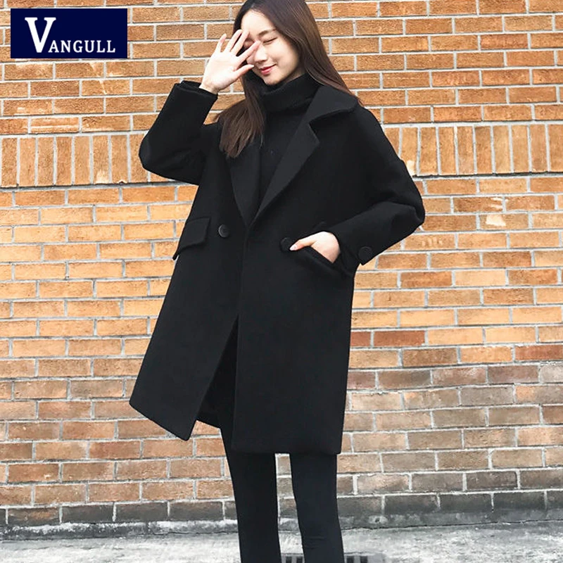 Vangull зимние шерстяные женские куртки Корейская версия повседневное с длинным