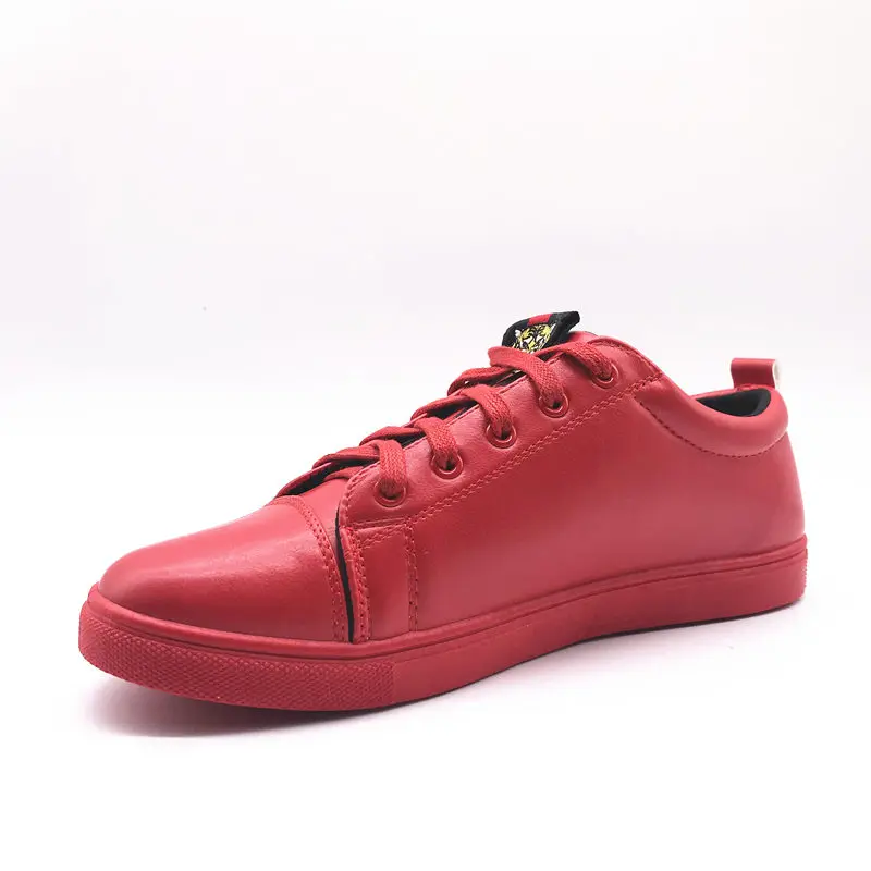 Leather Men Shoes Fashion Handmade Top Quality Flats Male Casual Designer Zapatos Hombre Lace-Up Black Red Sneakers | Обувь