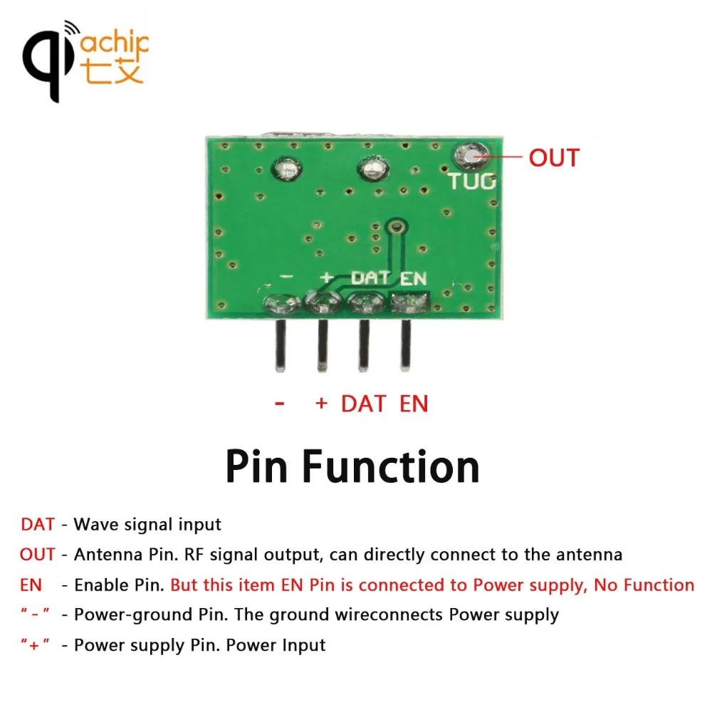 QIACHIP 433 мгц радиочастотный передатчик Супергетеродинный ASK модуль DC 1CH для MCU Arduino