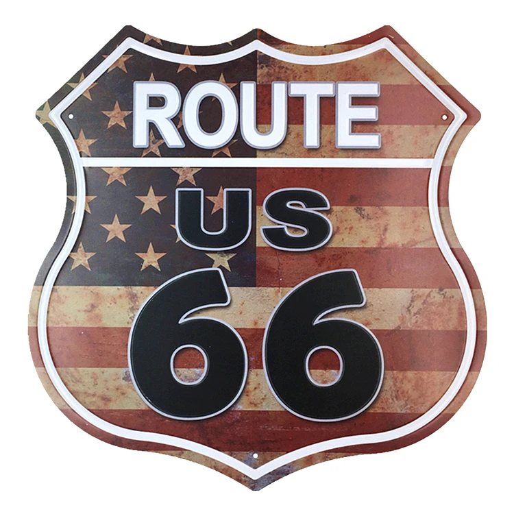 Route 66 форма щит винтажные металлические знаки вывеска для АЗС гаража Ретро табличка декоративная живопись пластина 30,5*30 см D001