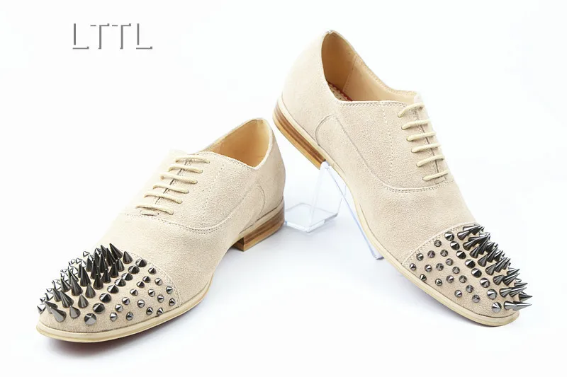 Мода Британский Стиль Замша Кожа Мужчины Оксфорды Повседневная Бежевый Обувь LTTL