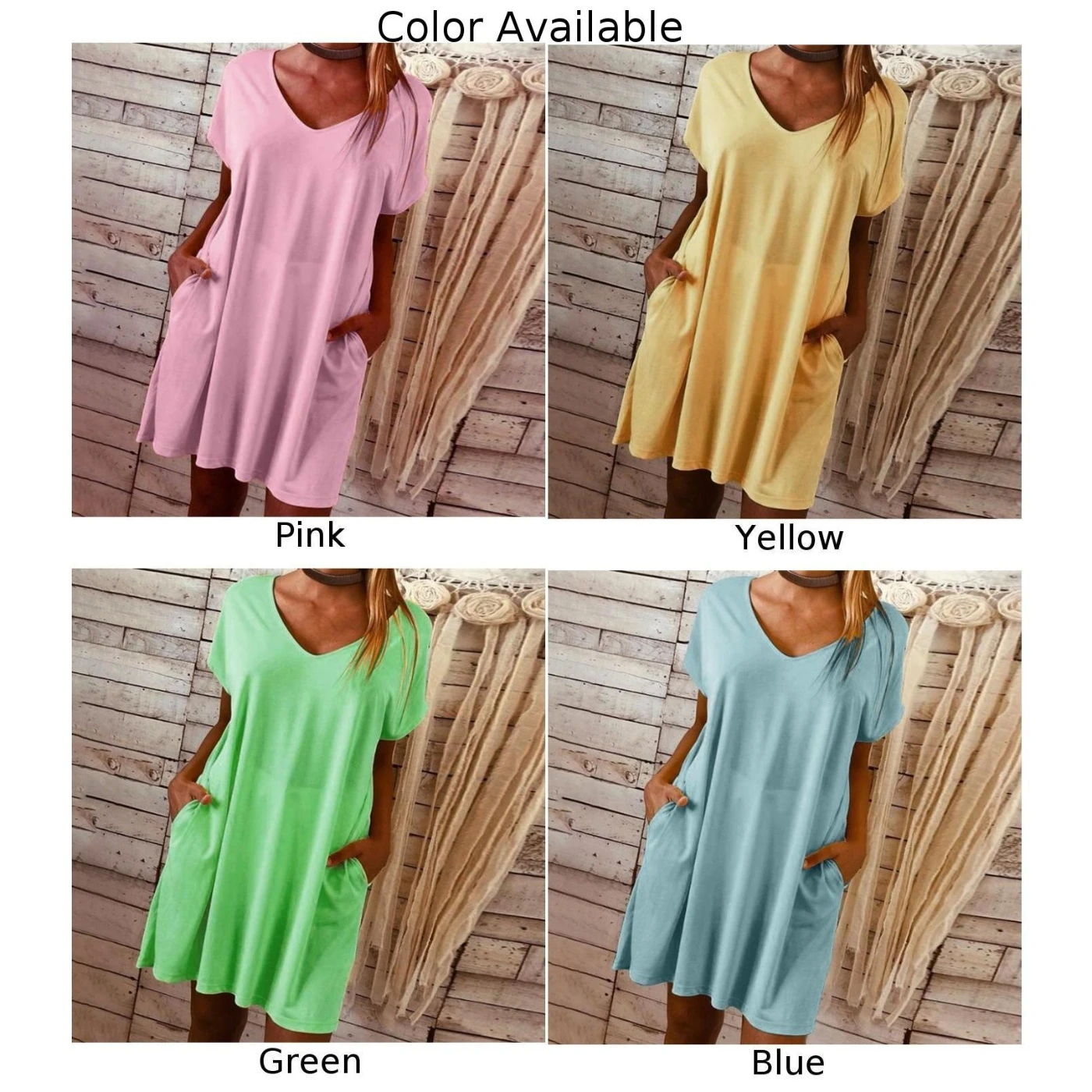 2019 женское летнее платье с коротким рукавом v-образным вырезом футболка карманом