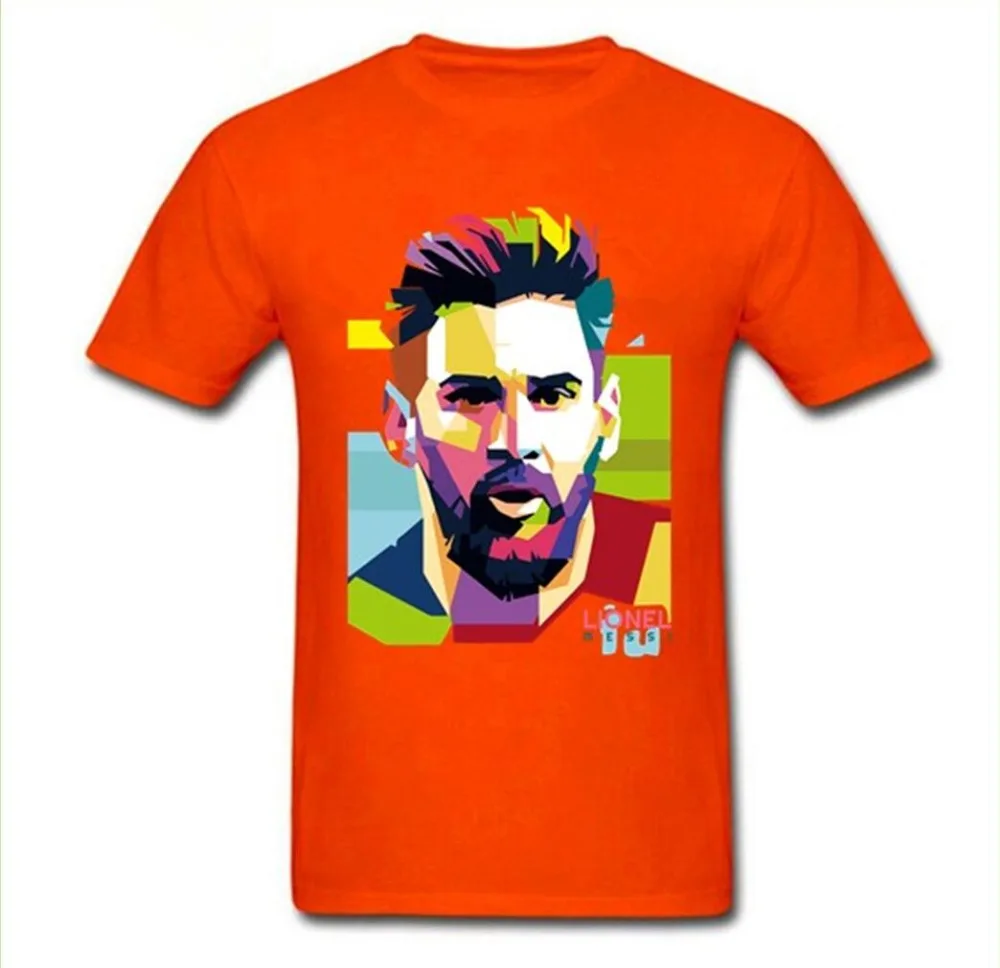 Мужские футболки с коротким рукавом MESSI из 100% хлопка для фанатов джерси в