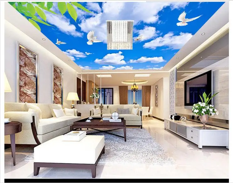 

3d wallpaper 3d wall custom mural 3d non-woven wallpaper Beautiful Blue sky green dove zenith mural wall 3d room wallpaper