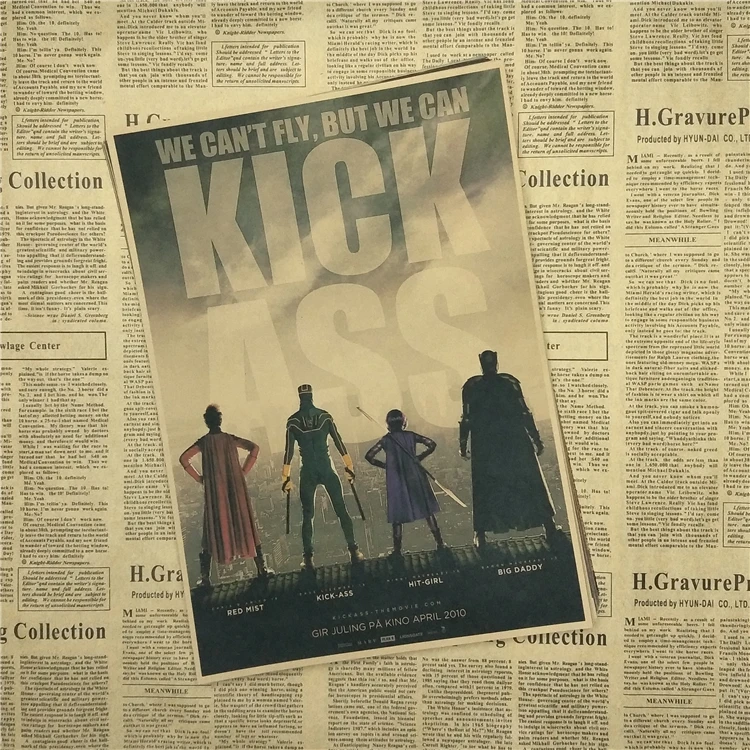 Kick ass постер из фильма постеры наклейки ретро крафт-бумага декоративная роспись