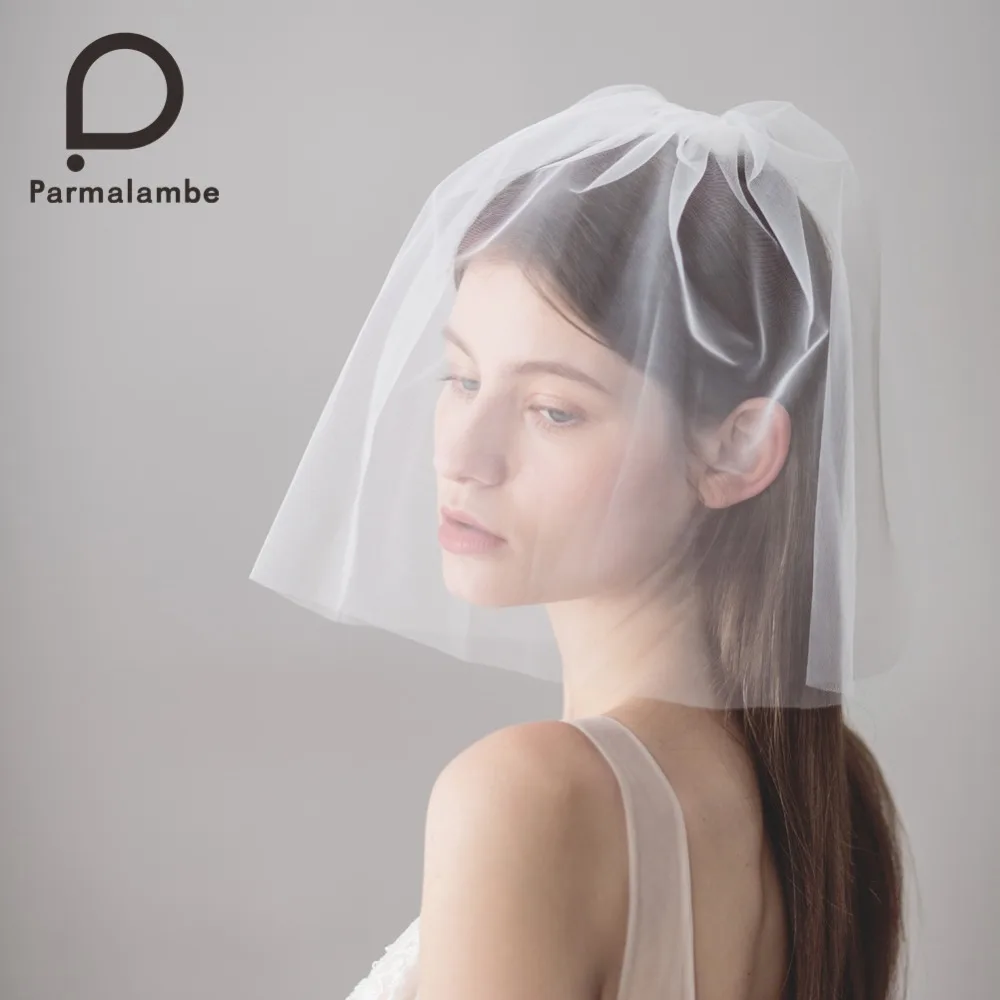 Фата ручной работы Parmalambe короткая свадебная фата двухслойный свадебный
