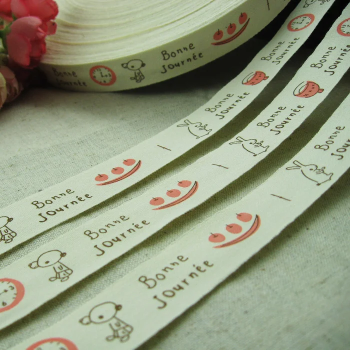 Новинка ленты из 100% хлопка ширина 2 см часы и ярлыки с животными рисунком для