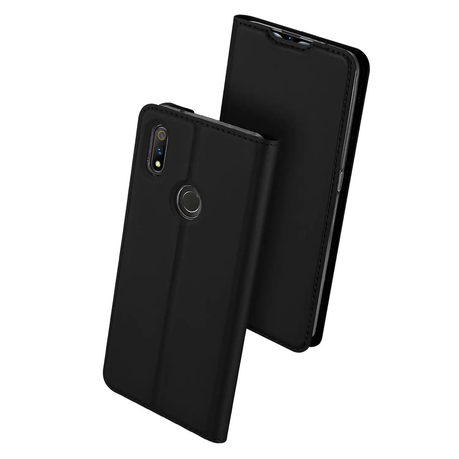 Роскошный Флип Pu кожаный бумажник-книжка чехол для Oppo Realme 3 Pro Чехол 6,3 дюймов для Oppo Realme 3pro чехол для телефона Coque Hoesjes - Цвет: Черный