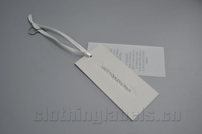 Koop Custom Lxury Grijs Gecoat Papier Kleding Hangen Tag, Kledingstuk Tracing Papier Tag, Met Satin String