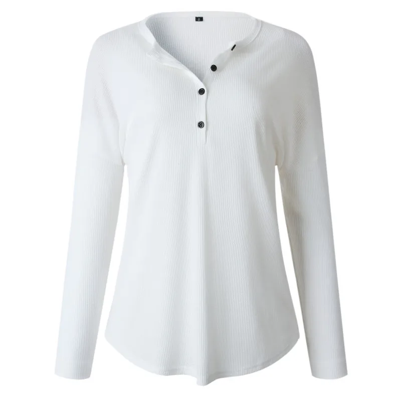 

White Women Autumn Winter Knitted Sweater V Neck Long Sleeve Button Casual Slim Tops Pullover Plus Size 2XL Jumper Pull 5 Colors