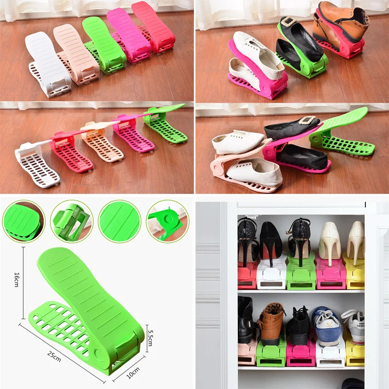 6 шт./лот горячая обувь для хранения двойная регулируемая Чистящая органайзер