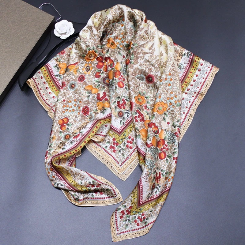 Загадочный цветок морской печати 100% шелковый шарф шаль сказочные большие